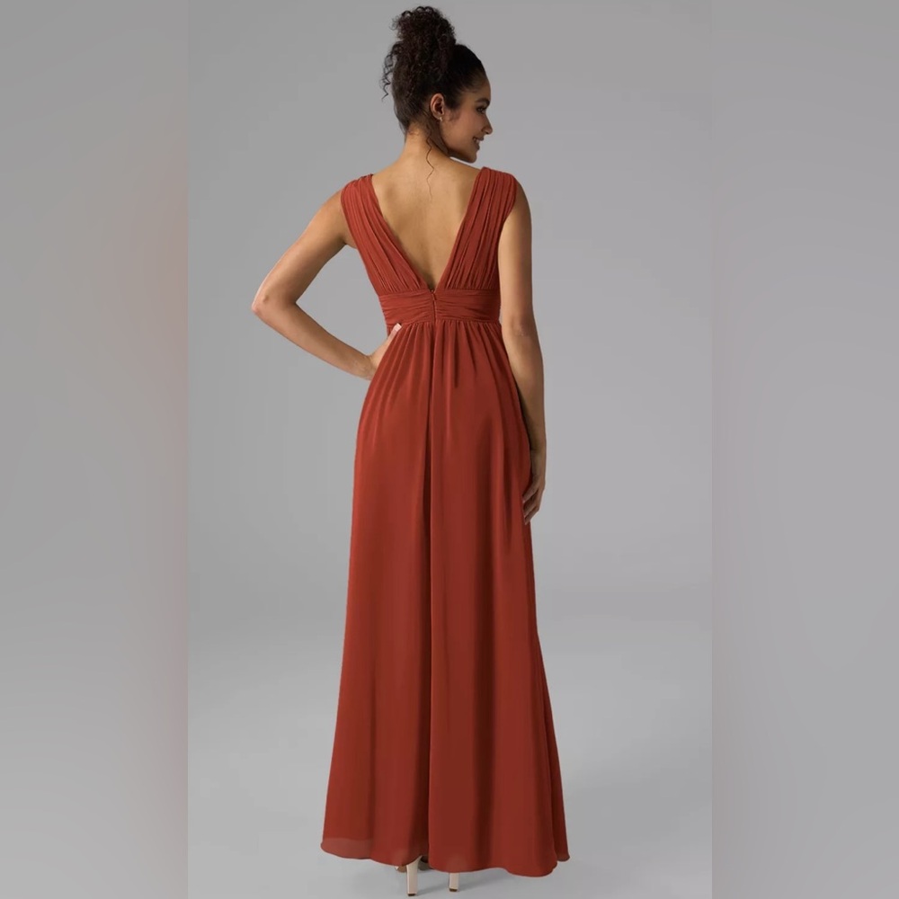 Eva Grecian Evening Gown Rust Measures XL - Picture 3 of 16